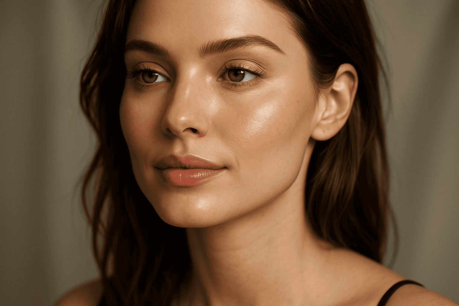 A girl after injecting dermal fillers for cheeks