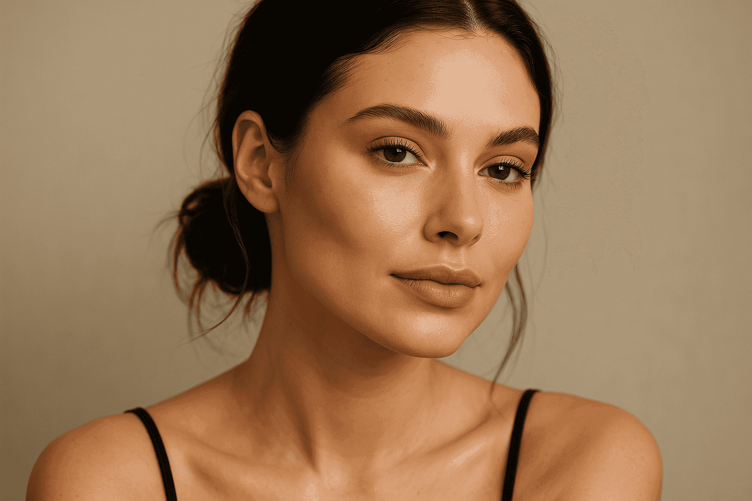 A pretty, stylish girl after injecting cheek dermal fillers