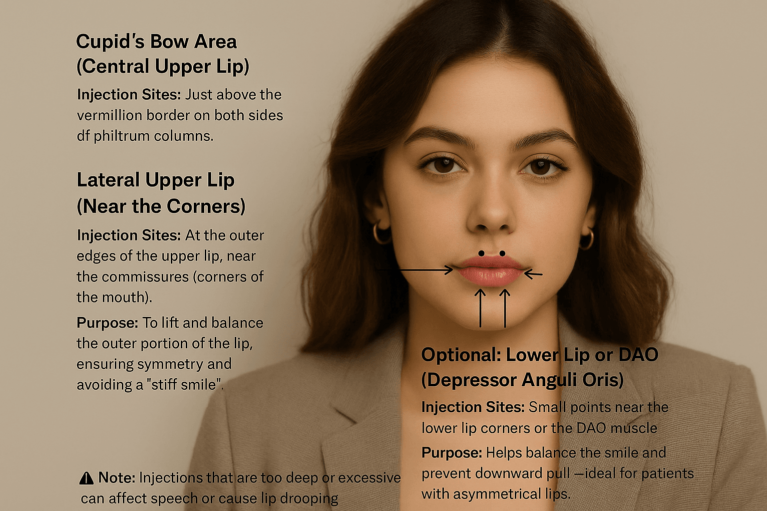 Lip flip Botox injection points