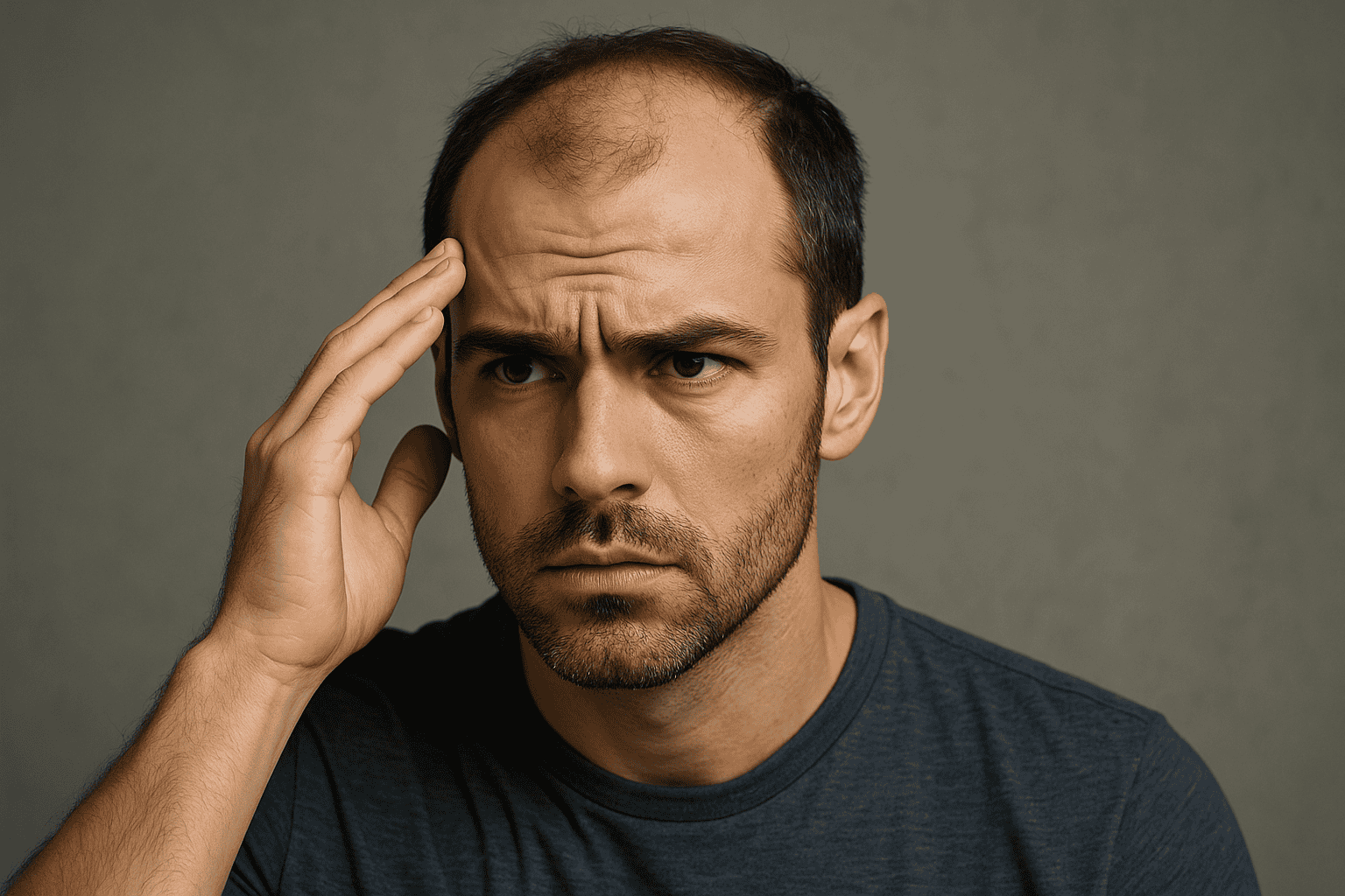 Showing a man with a hair loss pattern seeking for hair transplant