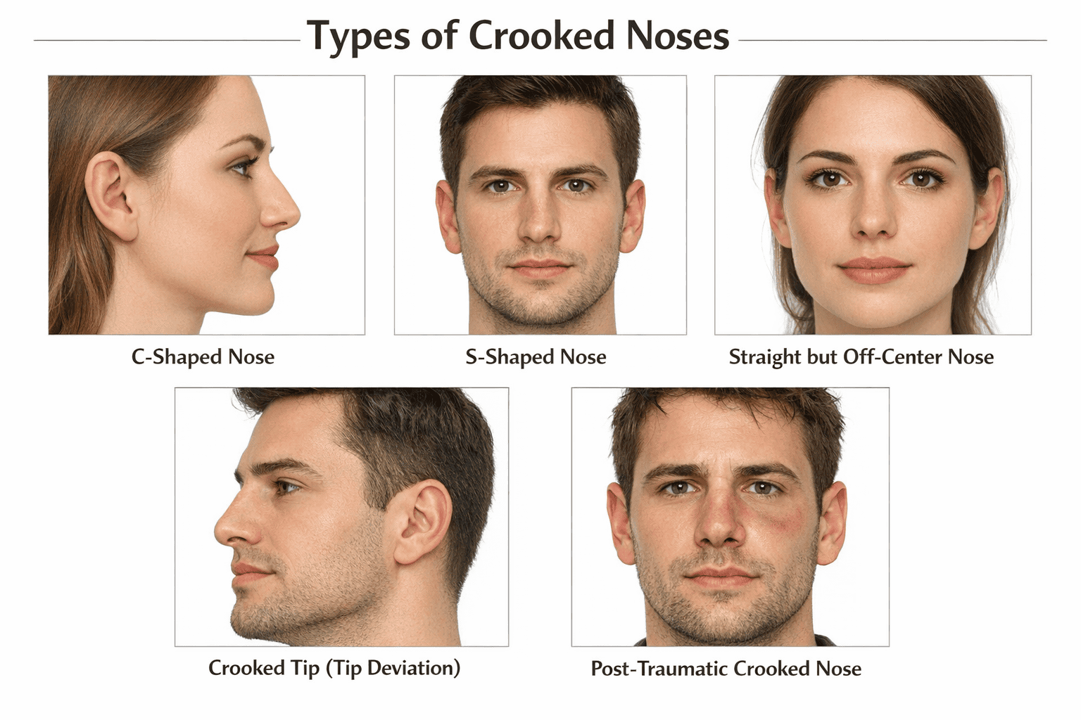 Different types of crooked nose