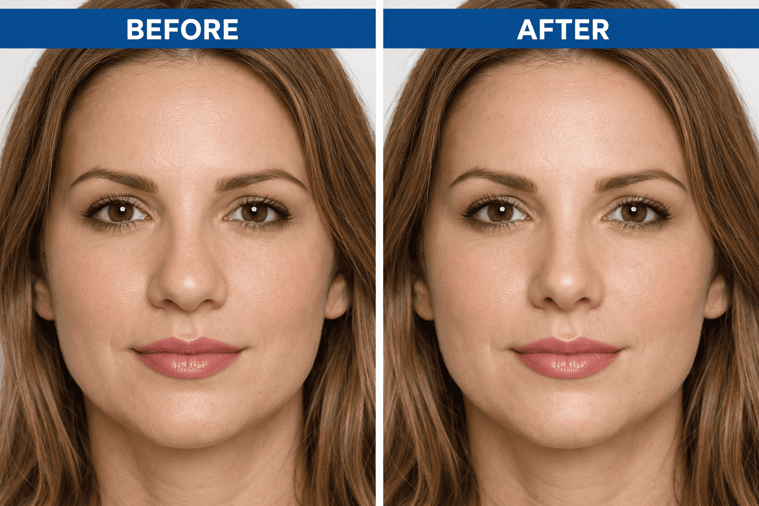 before and after image of a fleshy nose rhinoplasty (nose-job)