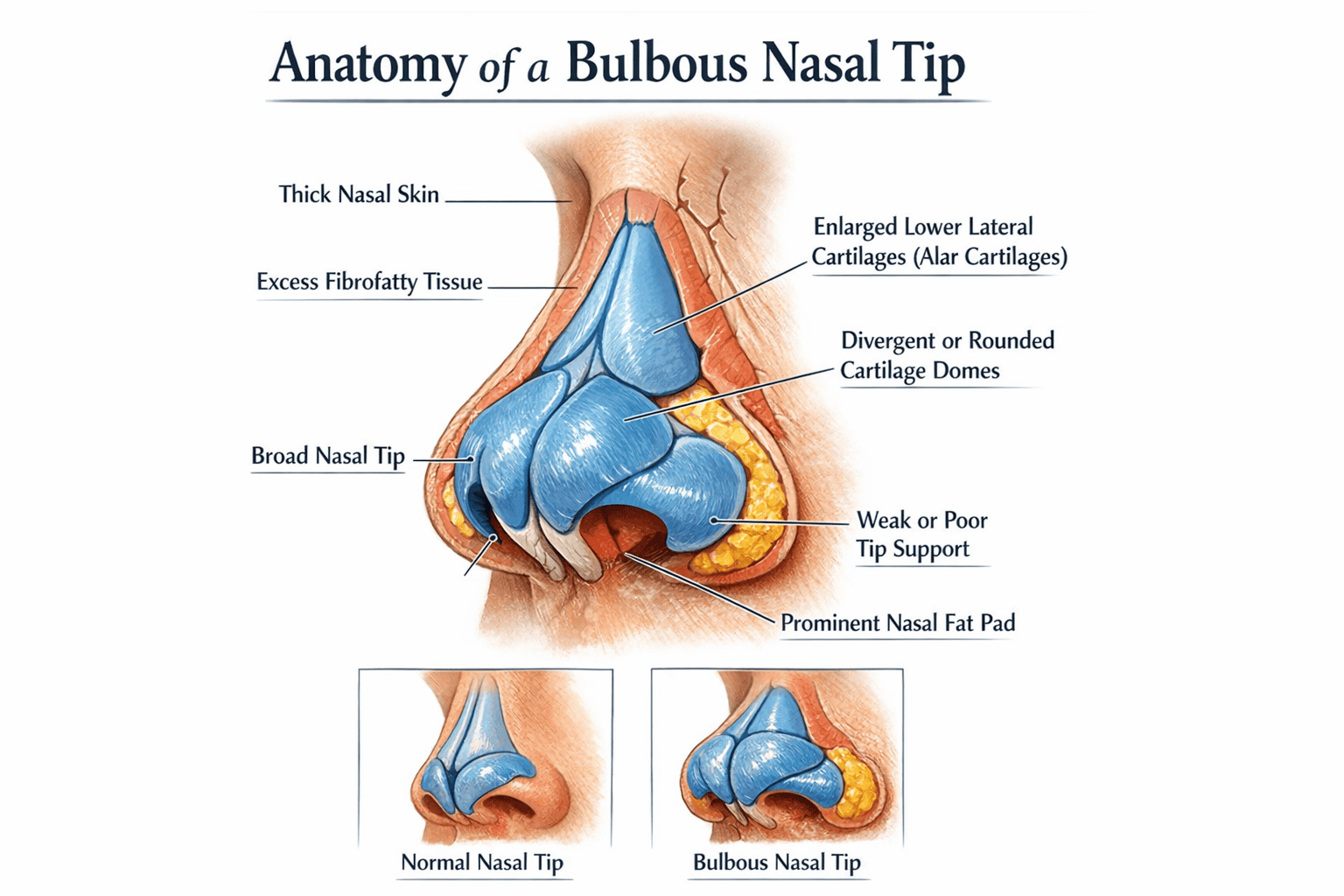 Anatomy of a bulbous nose tip