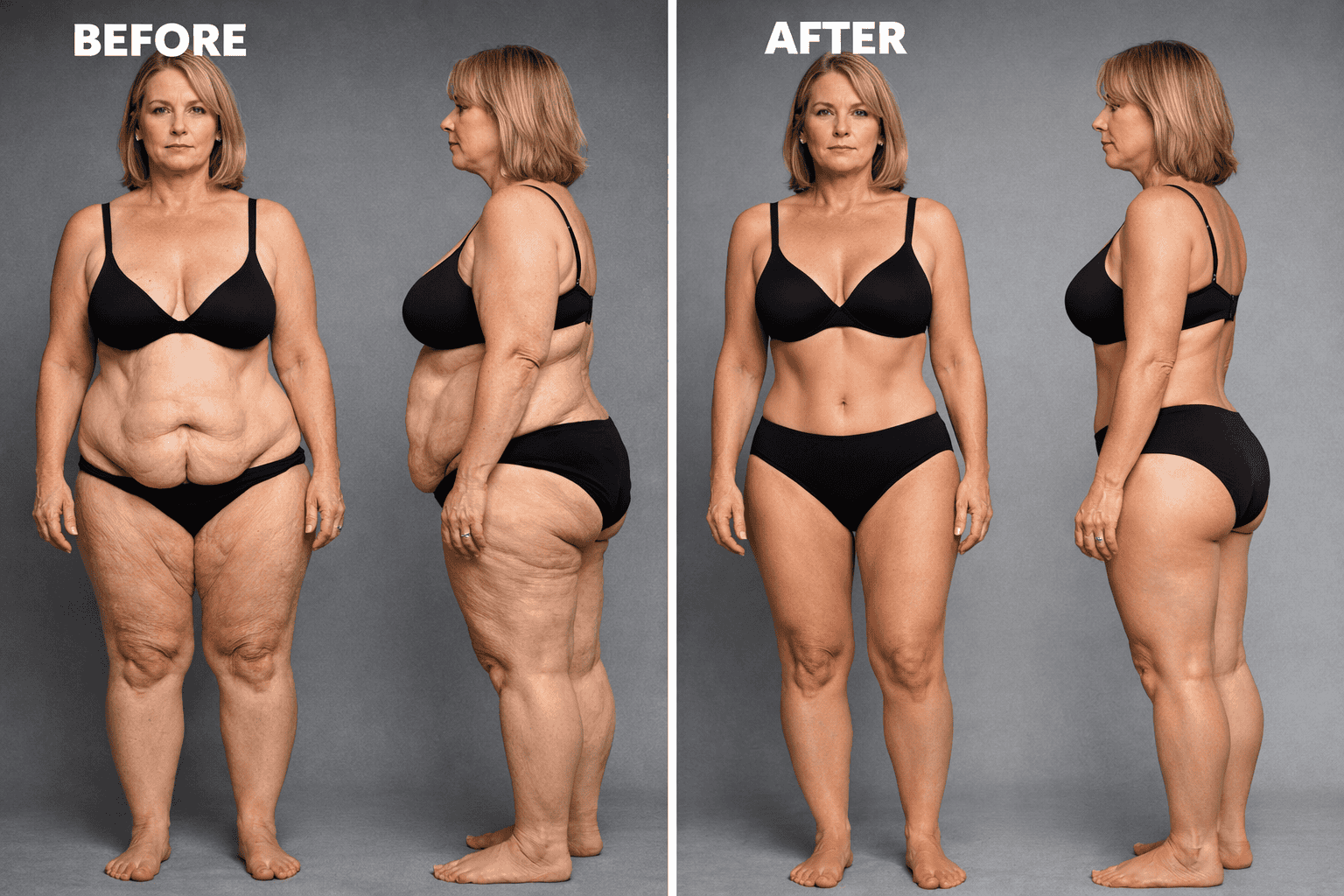 full body lift before and after results from different sides